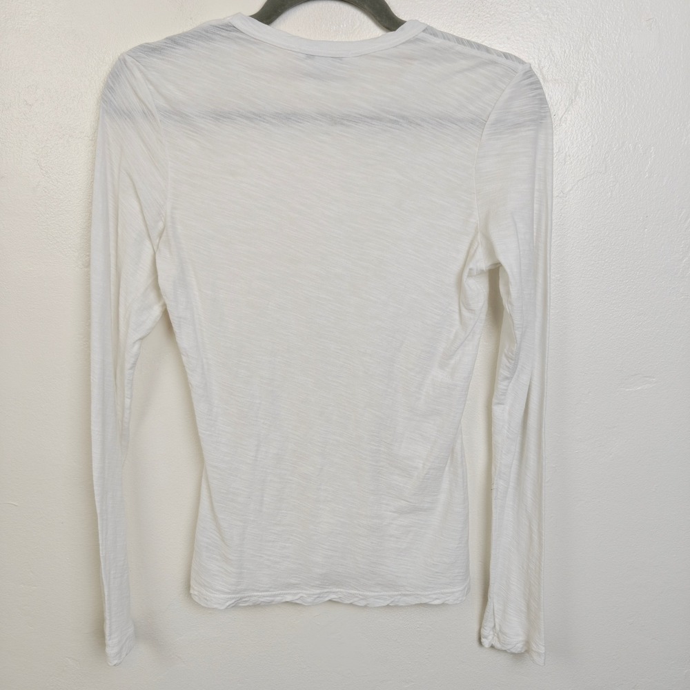 James Perse Womens Top 1 Small White Long Sleeve Crew Slub Supima Cotton - Picture 4 of 7